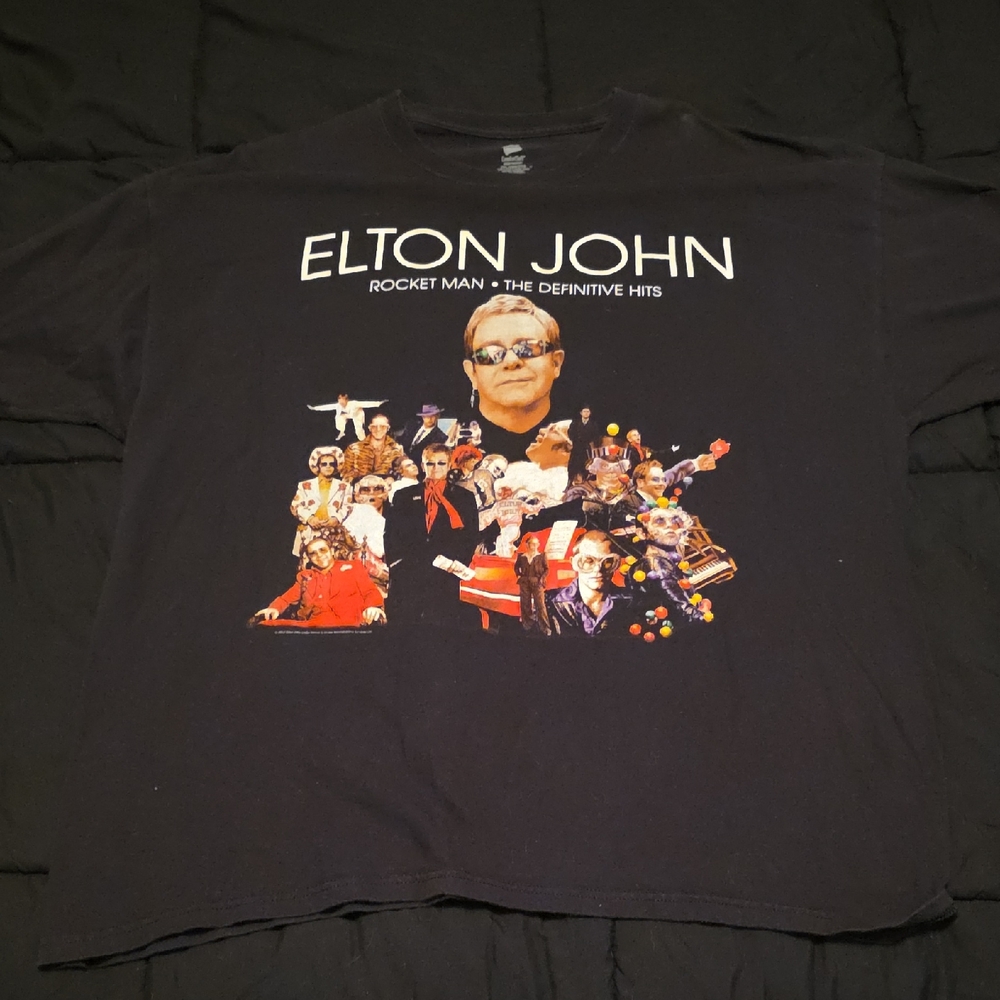 Hanes Black Elton John Graphic Tee